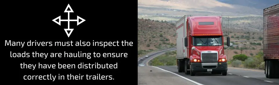 Truck driver checks load securement sign